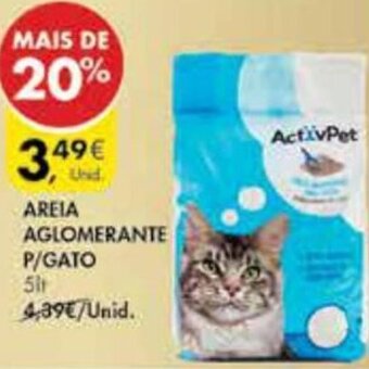 Pingo Doce ActïvPet Areia Aglomerante P/Gato 5lt promoção