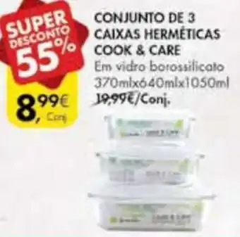 Pingo Doce Conjunto de 3 Caixas Herméticas Cook & Care promoção