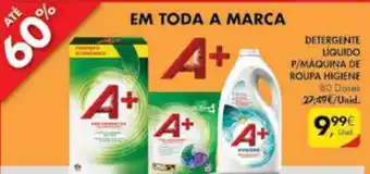 Pingo Doce A+ Detergente Líquido P/Máquina de Roupa Higiéne 80 Doses promoção