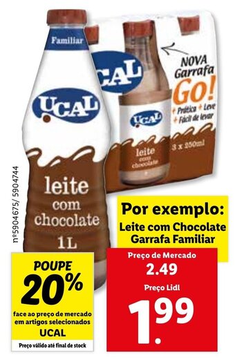 Lidl Ucal Leite com Chocolate Garrafa Familiar promoção