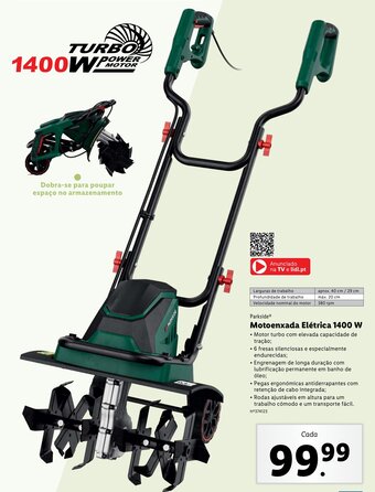 Lidl Parkside Motoenxada Elétrica 1400w promoção