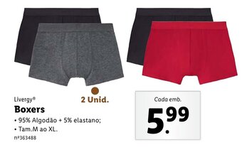 Lidl Livergy Boxers M ao XL 2 unid promoção