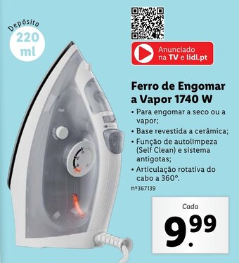 Ferro de Engomar a Vapor 1740w