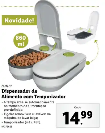 Lidl Zoofari Dispensador de Alimento com Temporizador 860ml promoção