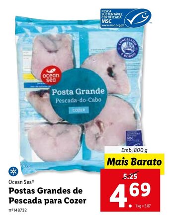 Lidl Ocean Sea Postas Grandes de Pescada para Cozer 800g promoção