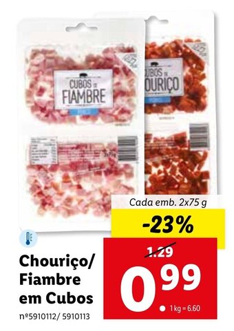 Lidl Chouriço/Fiambre em Cubos 2x75g promoção