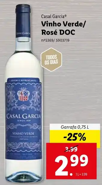 Lidl Casal Garcia Vinho Verde/Rosé DOC 0,75L promoção