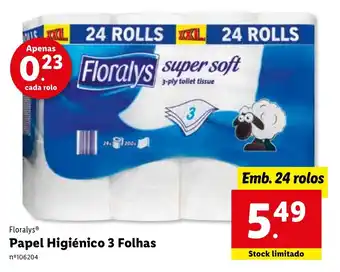 Lidl Floralys Papel Higiénico 3 Folhas 24 rolos promoção