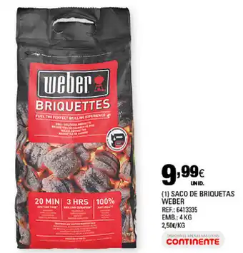 Continente Saco de Briquestas Weber 4kg promoção
