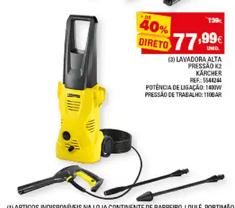 Continente Lavadora Alta Pressão Kärcher 1400W 110bar promoção