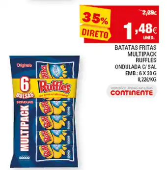 Continente Batatas Fritas Multipack Ruffles 6x30g promoção