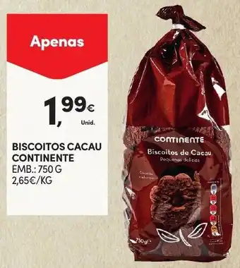 Continente Biscoitos Cacau Continente 750g promoção