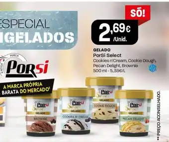 Gelado PorSi Select Cookies n'Cream, Cookie Dough, Pecan Delight, Brownie 500 ml