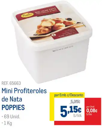 Makro Mini Profiteroles de Nata Poppies 1kg promoção