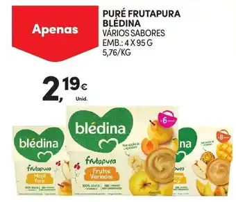 Continente Puré Frutapura Blédina 4x95g promoção