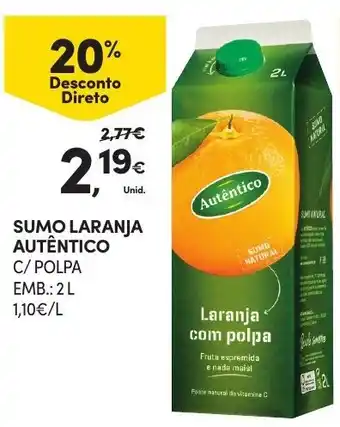 Continente Sumo Laranja Autêntico 2L promoção