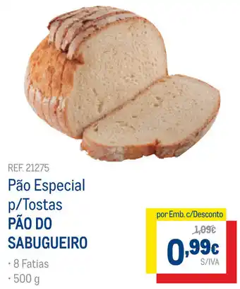 Makro Pão Espacial p/Tostas Pão do Sabugueiro 500g promoção