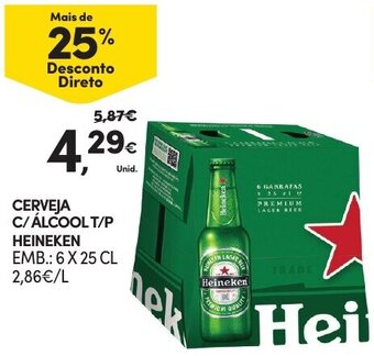 Continente Cerveja c/Álcool Heineken 6x25cl promoção