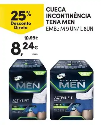 Continente Cueca Incontinência Tena Men M 9 un/L 8 un promoção