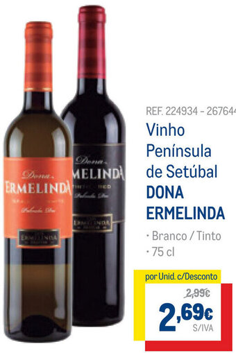Makro Vinho Península de Setúbal Dona Ermelinda 75cl promoção