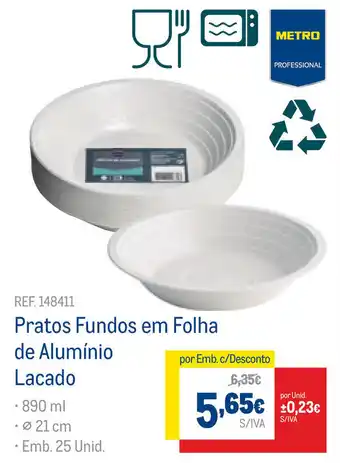 Pratos Fundos em Folha de Alumínio Lacada 890ml