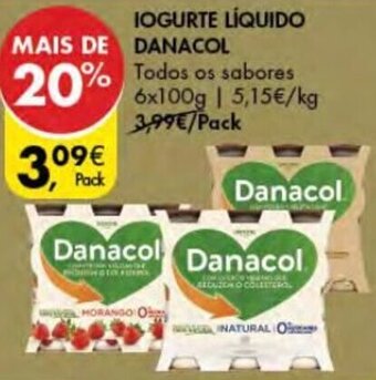 Pingo Doce Iogurte Líquido Danacol 6 x 100g promoção