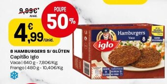 Intermarché 8 Hamburgers S/ Gluten Capitão Iglo promoção