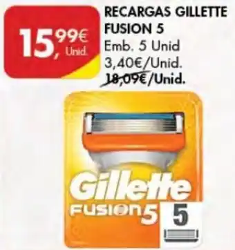Pingo Doce Recargas Gillette Fusion5 5 unid promoção
