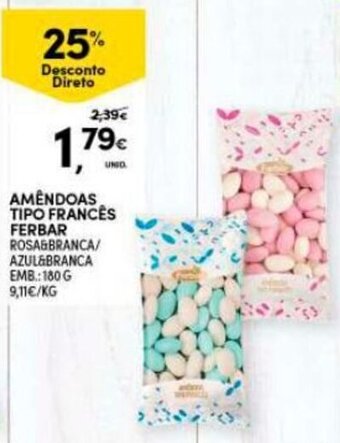Continente Amêndoas Tipo Francês Ferbar 180g promoção