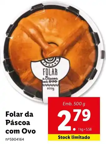 Lidl Folar da Páscoa com Ovo 500g promoção