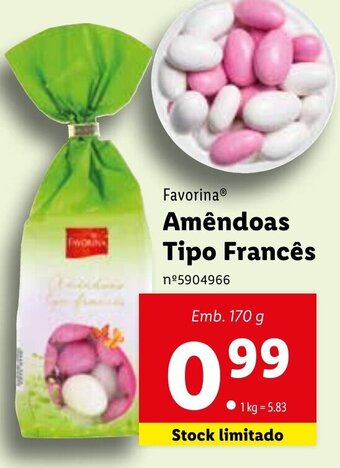 Lidl Favorina Amêndoa Tipo Francês 170g promoção