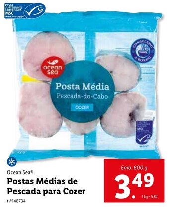 Lidl Ocean Sea Postas Médias de Pescada para Cozer 600g promoção