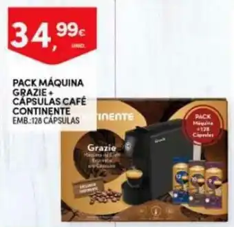 Continente Pack Máquina Grazie+Cápsulas Café Continente 128 cápsulas promoção