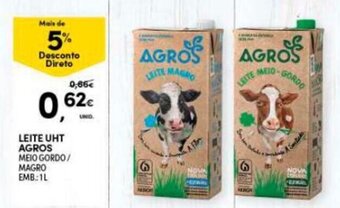 Continente Leite UHT Agros 1L promoção
