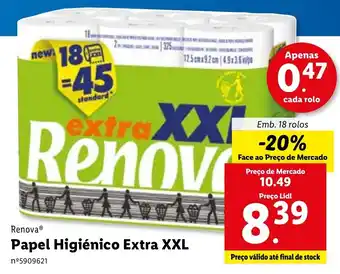 Lidl Renova Papel Higiénico Extra XXL 18 Rolos promoção