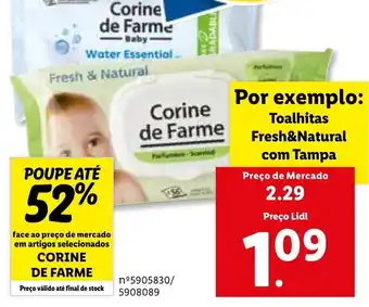 Lidl Corine de Farme Toalhitas Fresh & Natural com Tampa promoção