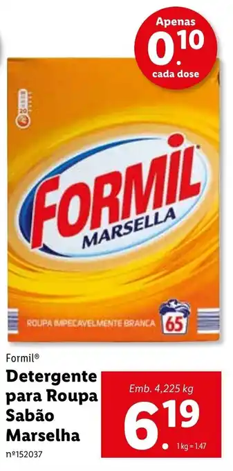 Lidl Formil Detergente para Roupa Sabão Marselha 4,225kg promoção