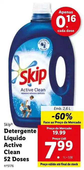 Lidl Skip Detergente Líquido Active Clean 52 Doses 2,6L promoção