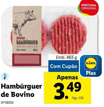 Lidl Hambúrguer de Bovino 465g promoção