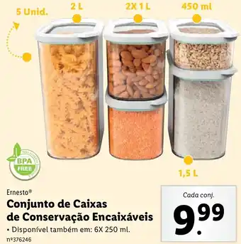 Lidl Ernesto Conjunto de Caixas de Conservação Encaixáveis 6 x 250ml promoção