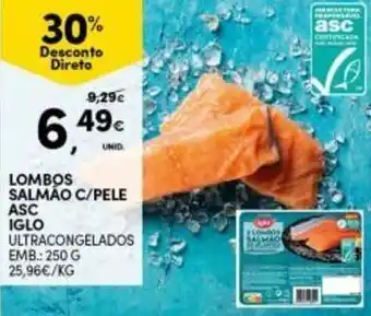 Continente Lombos Salmão c/Pele ASC Iglo 250g promoção