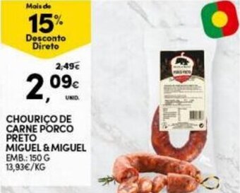 Continente Chouriço de Carne Porco Preto Miguel & Miguel 150g promoção