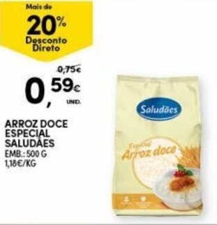 Continente Arroz Doce Especial Saludães 500g promoção
