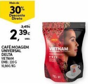 Continente Café Moagem Universal Delta 220g promoção