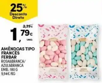 Continente Amêndoas Tipo Francês Ferbar 180g promoção
