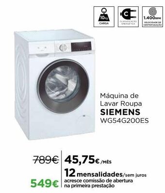 El Corte Inglés Máquina lavar roupa siemens promoção