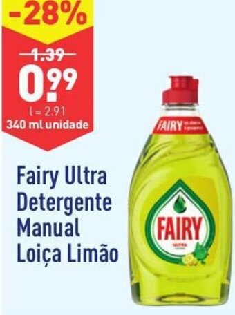 ALDI Fairy Ultra Detergente Manual Loiça Limão 340ml promoção