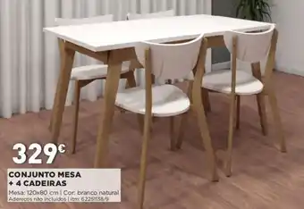 Bricomarché Conjunto Mesa + 4 Cadeiras 120 x 80cm promoção