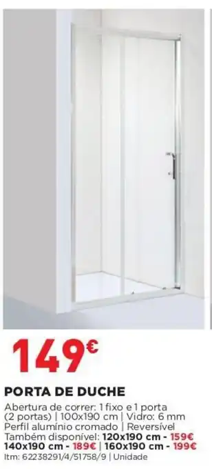 Bricomarché Porta de Duche 100 x 190cm promoção