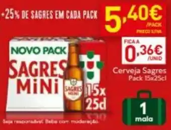Recheio Cerveja Sagres Mini 15 x 25cl promoção